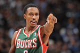 Milwaukee Bucks v Denver Nuggets: Brandon Jennings Photographic Print by Garrett Ellwood