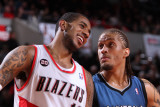 Minnesota Timberwolves v Portland Trail Blazers: Michael Beasley and LaMarcus Aldridge Photographic Print by Sam Forencich