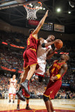 Miami Heat v Cleveland Cavaliers: Ryan Hollins, Antawn Jamison and Chris Bosh Photographic Print by Nathaniel S. Butler