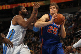 New York Knicks v Denver Nuggets: Timofey Mozgov and Nene Photographic Print by Doug Pensinger