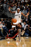 Miami Heat v Washington Wizards: LeBron James and Josh Howard Photographic Print by Greg Fiume