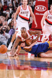 Golden State Warriors v Portland Trail Blazers: David Lee and Dante Cunningham Photographic Print by Sam Forencich
