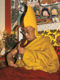 The Dalai Lama Holding a Handbell (Drilbu) and a 'Dorje' Photographic Print by Alison Wright