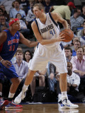 Detroit Pistons v Dallas Mavericks: Dirk Nowitzki and Charlie Villanueva Photographic Print by Glenn James