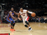 New York Knicks v Toronto Raptors: Amir Johnson, Wilson Chandler and Landry Fields Photographic Print by Ron Turenne