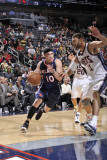 Atlanta Hawks v New Jersey Nets: Mike Bibby and Brook Lopez Photographic Print by David Dow