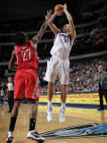 Houston Rockets v Dallas Mavericks: Dirk Nowitzki and Jordan Hill Photographic Print by Glenn James
