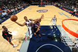 Atlanta Hawks v New Jersey Nets: Derrick Favors and Al Horford Photographic Print by David Dow