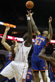 New York Knicks v Charlotte Bobcats: Wilson Chandler and Kwame Brown Photographic Print by Streeter Lecka