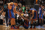 New York Knicks v Denver Nuggets: Raymond Felton, Danilo Gallinari, Landry Fields, Wilson Chandler  Photographic Print by Doug Pensinger