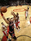 Chicago Bulls v Toronto Raptors: Linas Kleiza, Joakim Noah, Joey Dorsey and Ed Davis Photographic Print by Ron Turenne