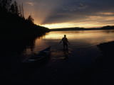 Glassy Waters Mirror a Summer Sunset on Shoshone Lake, Yellowstone Photographic Print by Raymond Gehman
