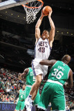 Boston Celtics v New Jersey Nets: Kris Humphries and Shaquille O'Neal Photographic Print by Nathaniel S. Butler