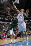 Milwaukee Bucks v Dallas Mavericks: Luc Mbah a Moute and Dirk Nowitzki Photographic Print by Glenn James