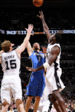 Orlando Magic v San Antonio Spurs: J.J. Redick, Matt Bonner and Antonio McDyess Photographic Print by D. Clarke Evans