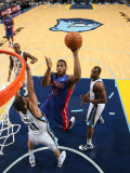 Detroit Pistons v Memphis Grizzlies: Greg Monroe, Greivis Vasquez and Sam Young Photographic Print by Joe Murphy