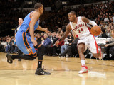 Oklahoma City Thunder v Toronto Raptors: Sonny Weems and Thabo Sefolosha Photographic Print by Ron Turenne