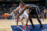 Indiana Pacers v Atlanta Hawks: Zaza Pachulia and Solomon Jones Photographic Print by Kevin Cox