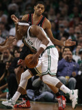 Portland Trail Blazers v Boston Celtics: Paul Pierce and Nicolas Batum Photographic Print by Elsa .