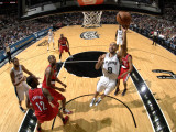 Portland Trail Blazers v San Antonio Spurs: Tony Parker and Andre Miller Photographic Print by D. Clarke Evans