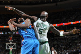 Oklahoma City Thunder v Boston Celtics: Serge Ibaka and Kevin Garnett Photographic Print by Brian Babineau