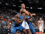 Washington Wizards v New Jersey Nets: Hilton Armstrong and Kris Humphries Photographic Print by David Dow