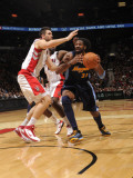Denver Nuggets v Toronto Raptors: Andrea Bargnani and Nene Photographic Print by Ron Turenne