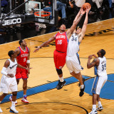 Philadelphia 76ers v Washington Wizards: JaVale McGee and Marreese Speights Photographic Print by Ned Dishman