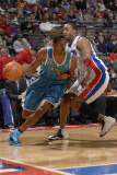 New Orleans Hornets v Detroit Pistons: Trevor Ariza and Tracy McGrady Photographic Print by Allen Einstein