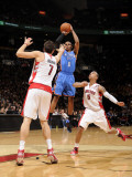 Oklahoma City Thunder v Toronto Raptors: Russell Westbrook and Andrea Bargnani Photographic Print by Ron Turenne