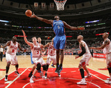 Oklahoma City Thunder v Chicago Bulls: Serge Ibaka and Omer Asik Photographic Print by Joe Murphy