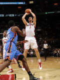 Oklahoma City Thunder v Toronto Raptors: AndreaBargnani and JamesHarden Photographic Print by Ron Turenne