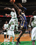 Indiana Pacers v Boston Celtics: Roy Hibbert and Nate Robinson Photographic Print by Brian Babineau