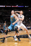 New Orleans Hornets v San Antonio Spurs: Jason Smith and Matt Bonner Photographic Print by D. Clarke Evans