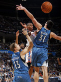 Minnesota Timberwolves v Oklahoma City Thunder: Russell Westbrook, Luke Ridnour and Darko Milicic Photographic Print by Layne Murdoch