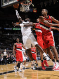 Portland Trail Blazers v San Antonio Spurs: DeJuan Blair and Marcus Camby Photographic Print by D. Clarke Evans