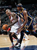 Indiana Pacers v Atlanta Hawks: Jamal Crawford and James Posey Photographic Print by Kevin Cox
