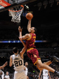 Cleveland Cavaliers  v San Antonio Spurs: Ryan Hollins and Manu Ginobili Photographic Print by D. Clarke Evans