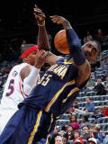 Indiana Pacers v Atlanta Hawks: Josh Smith and Roy Hibbert Photographic Print by Kevin Cox