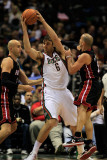Miami Heat v Milwaukee Bucks: Andrew Bogut, Zydrunas Ilgauskas and Carlos Arroyo Photographic Print by Jonathan Daniel