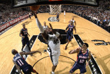 Atlanta Hawks v San Antonio Spurs: DeJuan Blair, Mike Bibby and Jamal Crawford Photographic Print by D. Clarke Evans