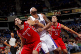 Houston Rockets v Sacramento Kings: DeMarcus Cousins, Shane Batter and Luis Scola Photographic Print by Rocky Widner