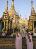 Buddhist Nuns at the Shwedagon Pagoda Photographic Print by Alison Wright