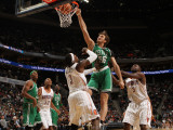 Boston Celtics v Charlotte Bobcats: Semih Erden and Gerald Wallace Photographic Print by Kent Smith