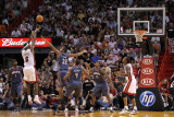 Charlotte Bobcats v Miami Heat: LeBron James and Boris Diaw Photographic Print by Mike Ehrmann