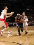 Denver Nuggets v Toronto Raptors: Ty Lawson and Jerryd Bayless Photographic Print by Ron Turenne