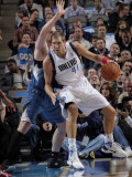 Minnesota Timberwolves v Dallas Mavericks: Dirk Nowitzki and Kevin Love Photographic Print by Glenn James