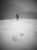 A Climber Climbs a Steep Snow Bank in the Wa Backcountry (Black/White) Photographic Print by Michael Hanson