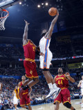Cleveland Cavaliers  v Oklahoma City Thunder: J.J. Hickson and James Harden Photographic Print by Layne Murdoch