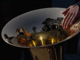 Reflections in a Brass Horn Used During the Procession Fete Dieu Photographic Print by Jodi Cobb